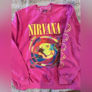 NIRVANA Pink Smiley Face Sweatshirt